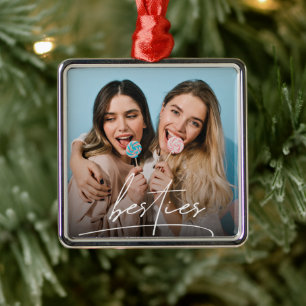 Besties   Best Friends Typography Photo Metalen Ornament