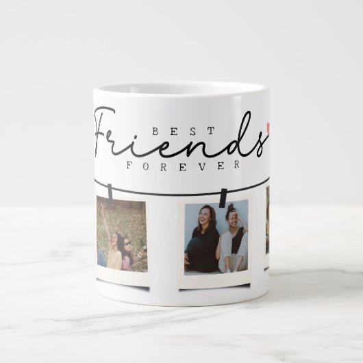 Besties Beste Vrienden Gepersonaliseerde Gift Foto Extra Grote Beker (Voorkant)