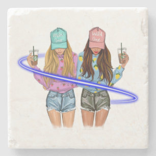 Besties BFF Heart Beste vrienden Bestie Stenen Onderzetter