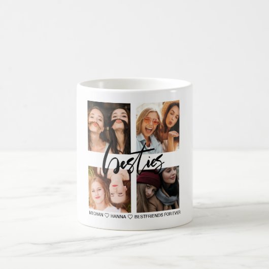 Besties black photo collage meilleurs amis Mug (Centre)