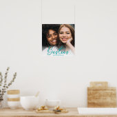 Besties Blauwgroen Script Custom Photo Poster (Keuken)