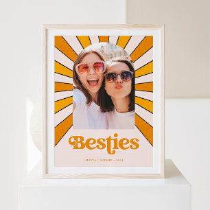 Besties Boho Retro Sun en Foto Best Friends Poster