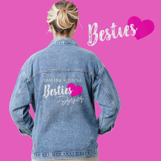 Besties Forever hart aangepaste namen Denim Jacket