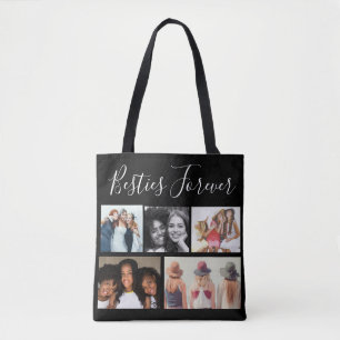 Besties Forever Vijf foto's Collage gepersonalisee Draagtas