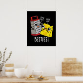 Besties Funny Cheese Grater Pun Dark BG Poster (Keuken)