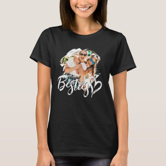 Besties Grunge Simple Modern Heart Cool Photo T-shirt (Voorkant)