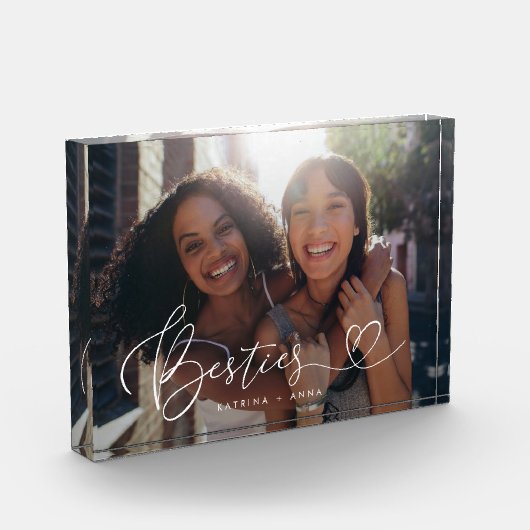 Besties Heart Script aandenken Fotoblokken (Links)