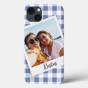 Besties Instant Photo Blue Checker iPhone 13 Hoesje