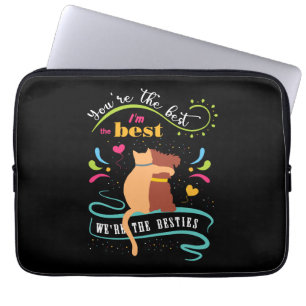 Besties Kat en Hond Grappig Quote Laptop Sleeve