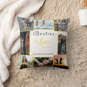 Besties Love Coussin personnalisé de 8 photos