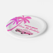 Besties Malibu Pink Doll Beach Verjaardag Papieren Bordje (Gekanteld)