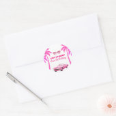 Besties Malibu Pink Doll Beach Verjaardag Ronde Sticker (Envelop)