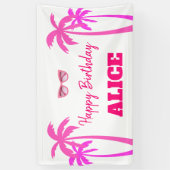 Besties Malibu Pink Doll Beach Verjaardag Spandoek (Verticaal)