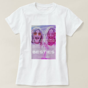 Besties   Moderne tekst en kleurrijk fotoeffect T-shirt