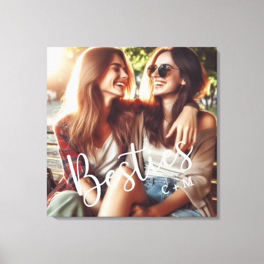 Besties Monogram Namen Vrienden Keepsake Canvas Afdruk (Voorkant)