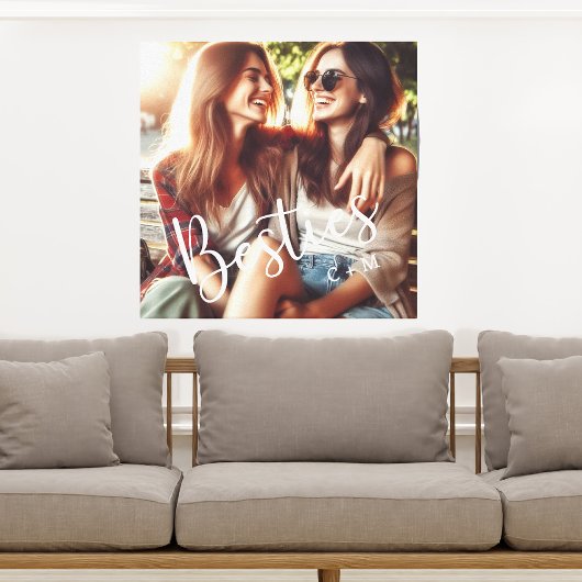 Besties Monogram Namen Vrienden Keepsake Canvas Afdruk