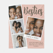 Besties Photo Collage Pink Fleece Blanket (Voorkant)