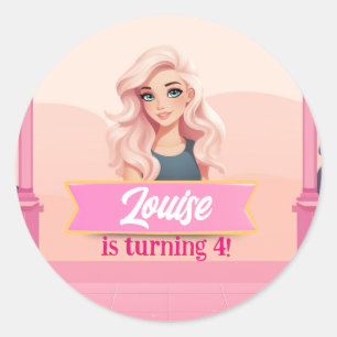 Besties Pink Doll Ronde Sticker