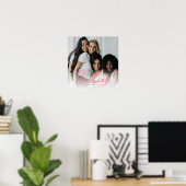 Besties Roze Script Custom Fotoposter Poster (Thuiskantoor)