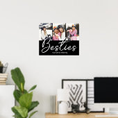 Besties Script Aangepaste Foto Collage Poster (Thuiskantoor)