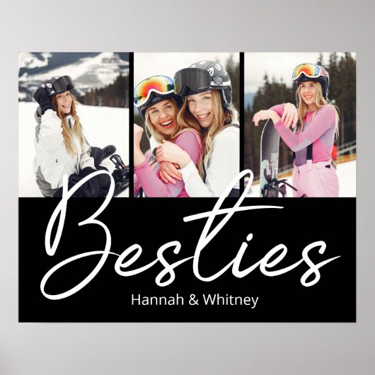 Besties Script Aangepaste Foto Collage Poster (Voorkant)