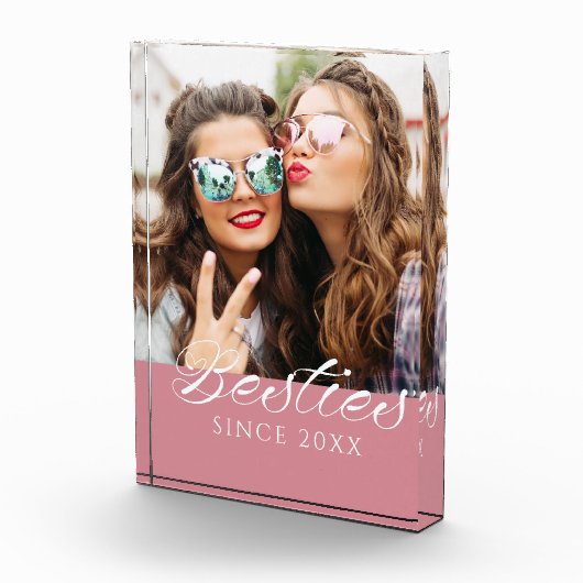 "Besties sinds" Script Dusty Pink Chic Fotoblokken (Rechts)