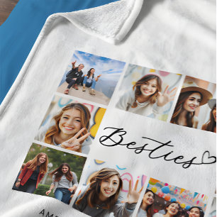 Besties Ten Fotocollage Modern Script BBF Fleece Deken