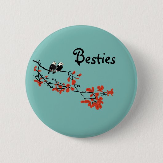 Besties Twee vogels op de Button van de boomafdeli (Voorkant)