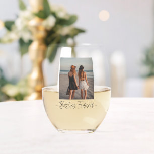 Besties voor altijd één foto wijnglas zonder voet