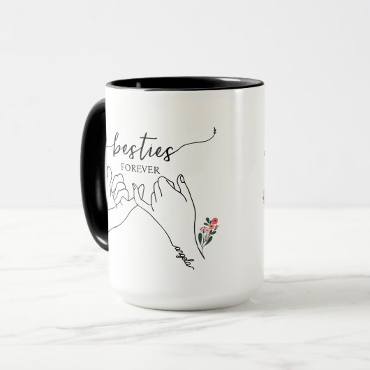 Besties voor altijd Pinky Promise Flower Custom Gi Mok (Voorkant links)