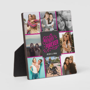 Besties voor altijd roze tekst 8 fotocollage fotoplaat