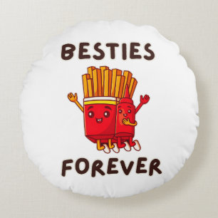Besties voor altijd Schattigee ketchup friet Rond Kussen