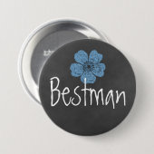 Bestman Wild Blue Rozen Chalkboard Ronde Button 7,6 Cm (Voorkant /achterkant)