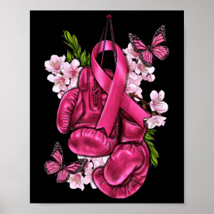 Bestrijd borstkanker Bewustzijn Pink Boxing Handsc Poster
