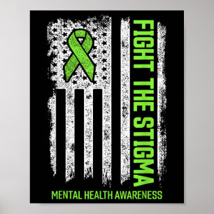 Bestrijd het stigma Amerikaanse vlag geestelijke g Poster