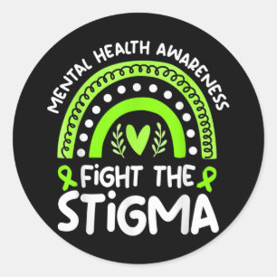 Bestrijd het stigma lint geestelijke gezondheid be ronde sticker