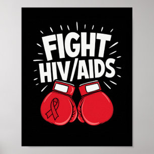Bestrijd HIV Bewustzijn Rode Bokshandschoenen Poster
