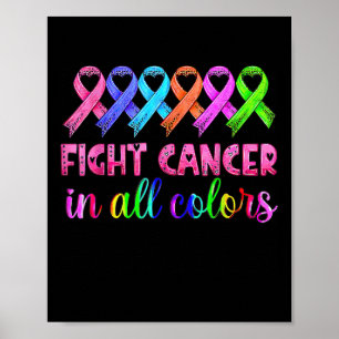 Bestrijd kanker in alle kleuren borstkanker bewust poster