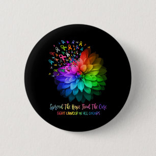 Bestrijd kanker in alle kleuren verspreid de hoop  ronde button 5,7 cm