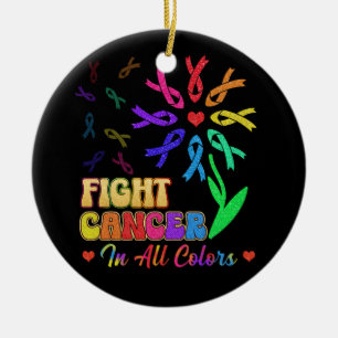 Bestrijd kanker in alle kleuren worstelende overle keramisch ornament