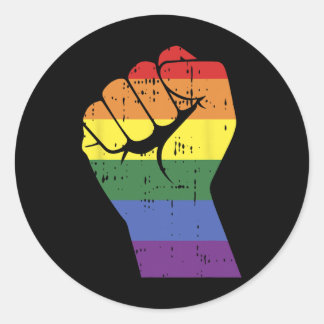 Bestrijd vuist tegen de regenbooghandbek Gay Lgbt  Ronde Sticker