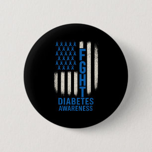 Bestrijding van diabetes bewustzijn - US Flag Supp Ronde Button 5,7 Cm