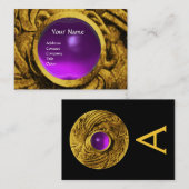 BESTRIJDING VAN MONOGRAM Gold Paarse Amethyst Visitekaartje (Voorkant / Achterkant)
