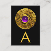 BESTRIJDING VAN MONOGRAM Gold Paarse Amethyst Visitekaartje (Achterkant)