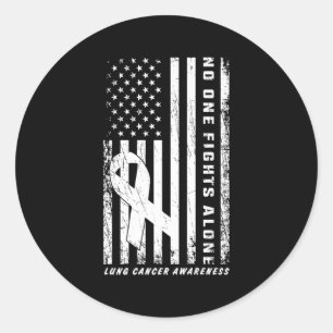 Bestrijdt longkanker alleen Amerikaanse vlag witte Ronde Sticker