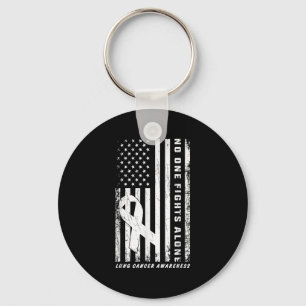 Bestrijdt longkanker alleen Amerikaanse vlag witte Sleutelhanger
