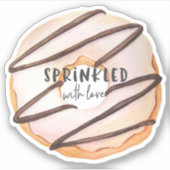 Bestrooid met liefde waterverf donut sticker (Voorkant)