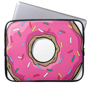 Bestrooit de Roze Doughnut van de cartoon met Laptop Sleeve