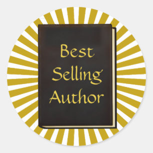 Bestsellerauteurboek met gouden stralen ronde sticker