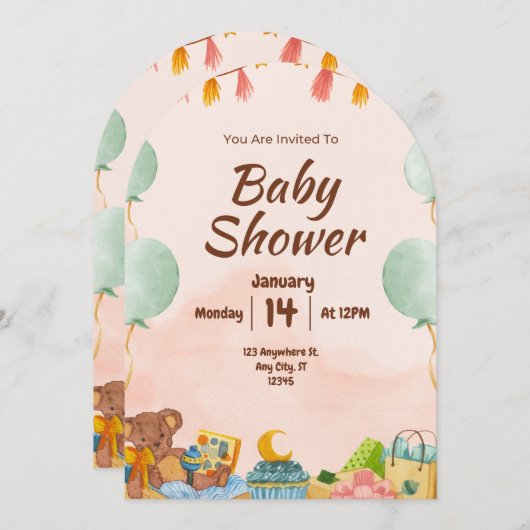 BESTSLELER ! Invitation baby shower (Devant / Derrière)